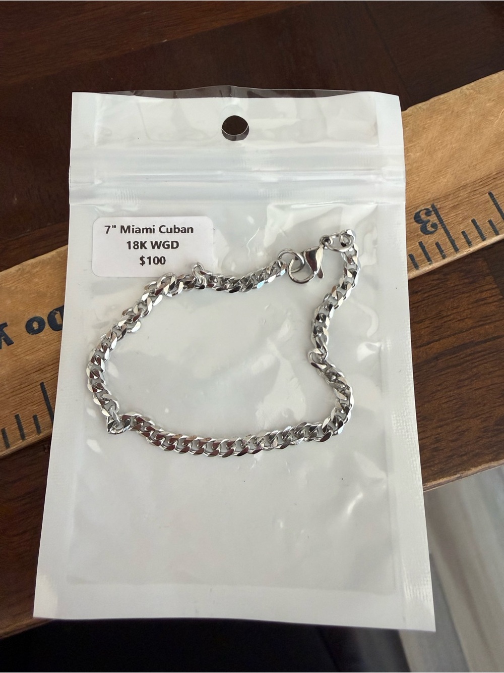 New 7” Miami Cuban 18K WGD $100 Bracelet